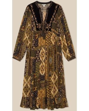 Monsoon Laoise Floral Patchwork Midi Dress - Natural