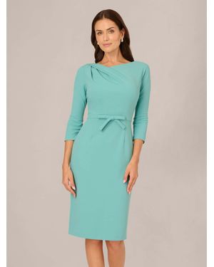 Adrianna Papell Drape Neck Sheath Dress - Green