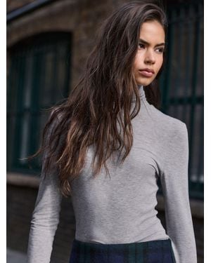 Next Charcoal N. Premium Wool Roll Neck Long Sleeve T-Shirt - Grey