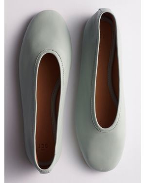 The Set Deconstructed Soft Suede Leather Ballerinas - Blue