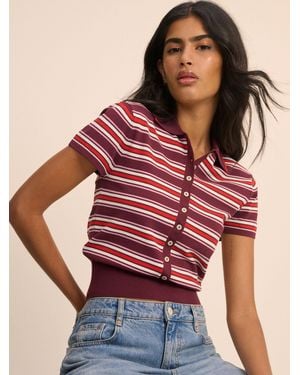 Nobody's Child Nobodys Child Waisted Polo Knit Top - Red