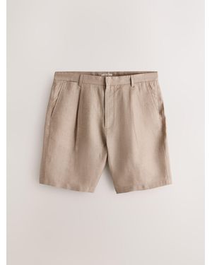 Next 100% Linen 7 Inch Chino Shorts - Natural
