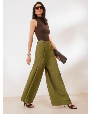Friends Like These Adjustable Waist Premium Wide Leg Pants - Green