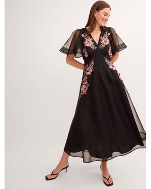 Monsoon Felicity Embroidered Midi Dress - Black