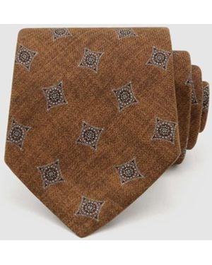 Reiss Burnt Arrigo Silk Diamond Medallion-Print Tie - Brown