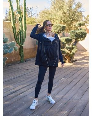Seraphine Cotton Blend Maternity & Baby-Wearing 3-In-1 Hoodie - Blue