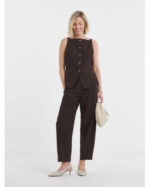 JD Williams Stripe Button Top - Brown