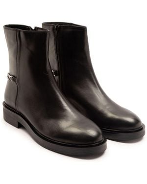 OFF THE HOOK Stamford Metallic-Accent Side-Zip Ankle Boots - Black