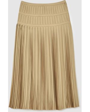 Reiss Eva Pleated Midi Skirt - Natural