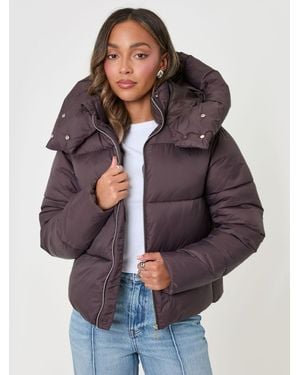 Threadbare Showerproof Funnel Neck Puffer Coat - Brown
