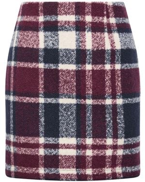 M Com Petite Mixed Check Mini Skirt - Red
