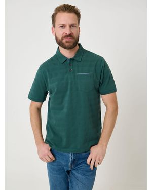 Saltwell Popcorn Stripe Short Sleeve Cotton Polo Shirt - Green