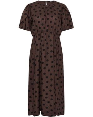 M Com Spot Print Short Sleeve Dress - Brown
