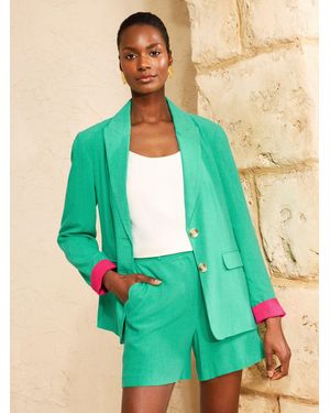 Love & Roses Linen Look Colourflash Blazer - Green