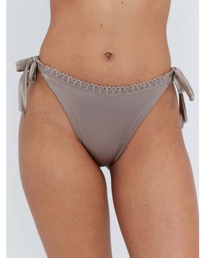 Boux Avenue Ibiza Broderie Tie Side Bikini Bottoms - Grey