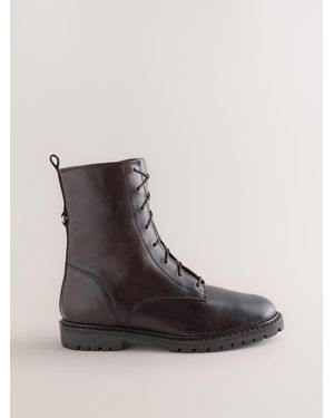 Next Chocolate Forever Comfort Standard/Wide Fit Leather Lace Up Ankle Boots - Black