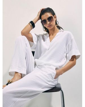River Island Linen Blend Roll Sleeve Shirt - White