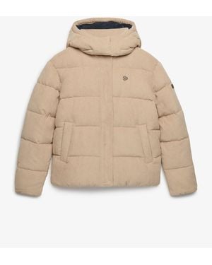 Superdry Premium Hood Cord Puffer Jacket - Natural