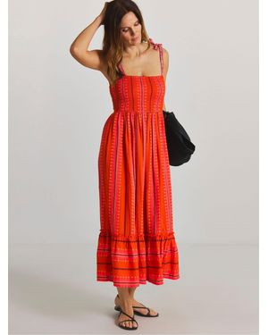 Simply Be Jacquard Tie Strap Beach Dress - Red
