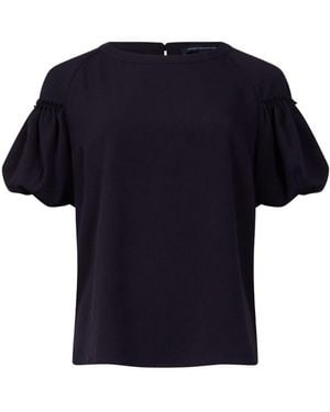 French Connection Crepe Light Puff Sleeve Top - Blue