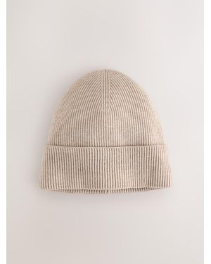 Next Neutral Fine Knitted Beanie - Natural