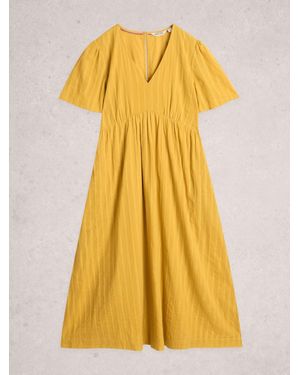 White Stuff Lucy Metallic Midi Dress - Yellow
