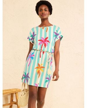Love & Roses Crew Neck Jersey T-Shirt Mini Dress - Blue