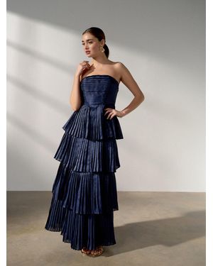 Next Bandeau Pleated Maxi Occasion Dress - Blue