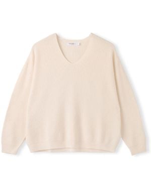 Celtic & Co. Studio Ribbed V-Neck Sweater - Natural