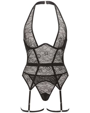 Ann Summers Ann Summers Addicted To You Cross Over Neck Crotchless Lace Cami Suspender - Black