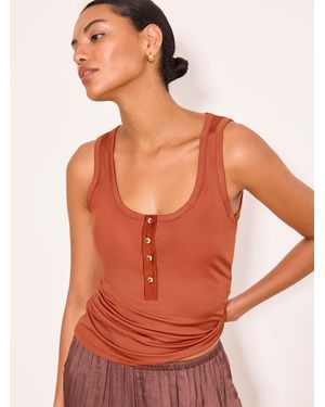 Lipsy Rust Rib Henley Vest - Orange