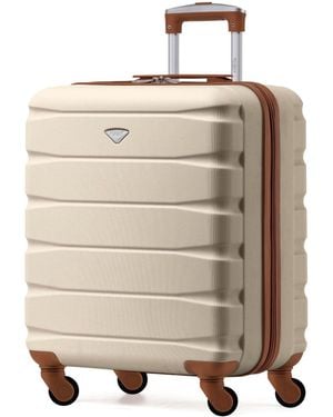 Flight Knight 56X45X25Cm Easyjet Overhead 4 Wheel Abs Hard Case Cabin Carry On Hand Luggage - Natural