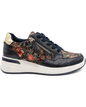 Pavers Regular Fit Knitted Zip & Lace Fasten Sneakers - Black