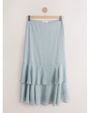 Next Ruffle Midi Skirt - Blue