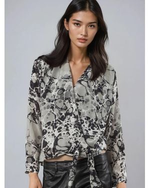 Religion Hidden Top With Wrap Over Tie Detail - Gray