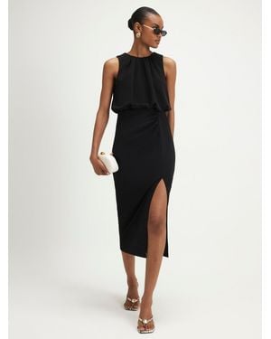 River Island Crew Neck Ruched Side Midi Dress - Black