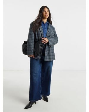 Simply Be Simply Be Oversized Check Blazer - Blue