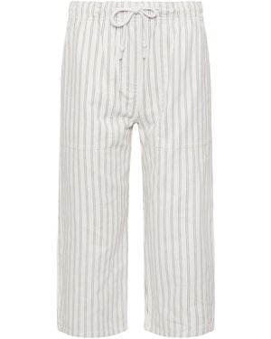 M Com Petite Stripe Wide Leg Cropped Pants - White