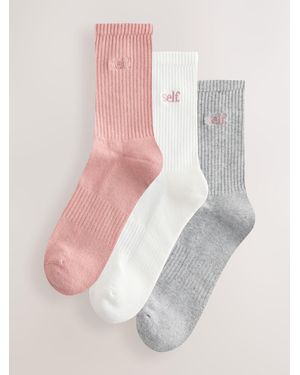 Self Mauve//Cream Cushion Sole Ankle Socks - Pink