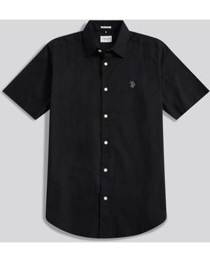 U.S. POLO ASSN. U. S. Polo Assn U. S. Polo Assn Linen Blend Short Sleeve Shirt - Black