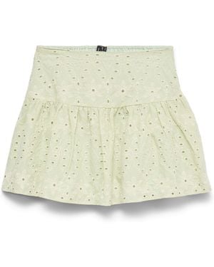 Vero Moda Broderie High Waisted Short Skirt - Natural