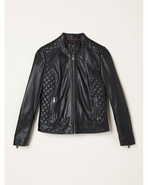 FatFace Leanna Leather Jacket - Black