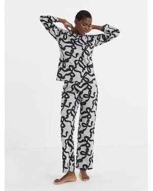 Simply Be Value Bow Print Pajamas 2 Pack - White