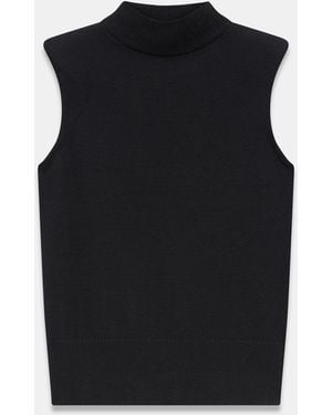 Mint Velvet Shoulder Pad Sleeveless Knit Top - Black