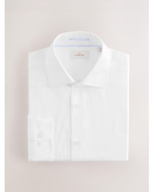 Next Slim Fit Signature 100% Cotton With Textured Smart Shirt - White