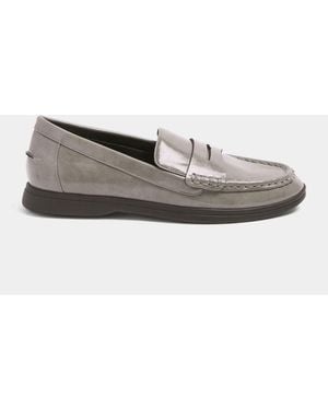Yours Curve Wide Fit Faux Leather Flatform Loafers - Grey