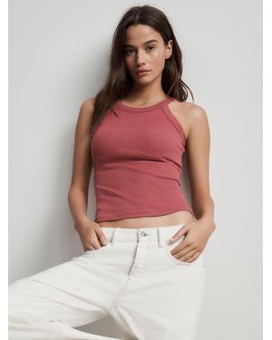 Next Hidden Support High Neck Vest Bra Top - Red