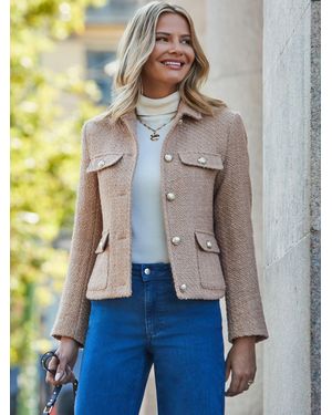 Sosandar Boucle Jacket With Buttons - Blue