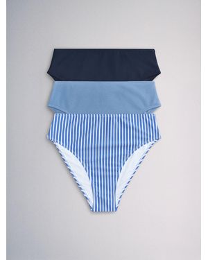 The Set High Waist High Leg 3 Pack Bikini Bottom - Blue