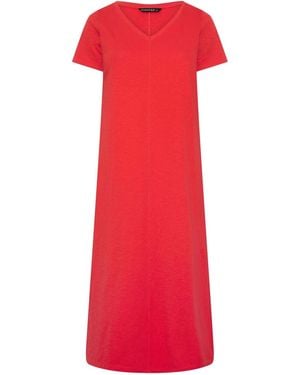 Evans Short Sleeve Slub Jersey Dress - Red